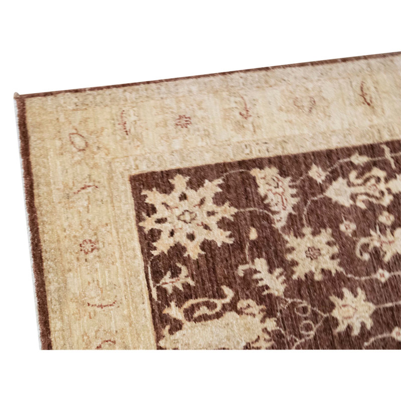 Tapis unique ivoire / brun 3 pi 2 po x 5 pi 2 po One-of-a-Kind