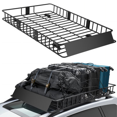 Roof Rack Cargo Basket,250 Lb,64"X39"X6"Roof Luggage Holder Rack With Extension 4 U-Bolts For SUV/MPV,Camping