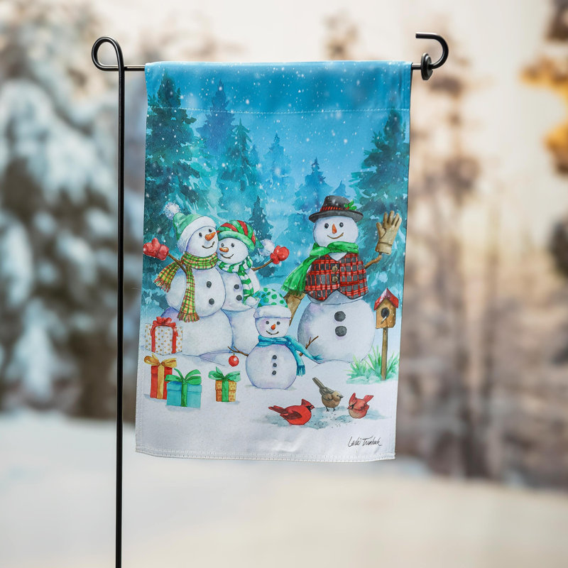 Drapeau de jardin bonhomme de neige en suède