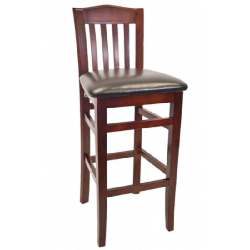 30'' Bar Stool with Solid Wood Frame, Dark Mahogany