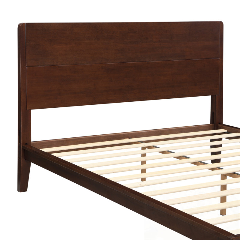 Grand lit plateforme en bois avec pieds robustes en bois, Chocolat