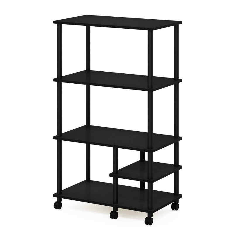 Oliveria 4-Tier Toolless Multipurpose Etagere Bookcase with Wheels, Americano/Black