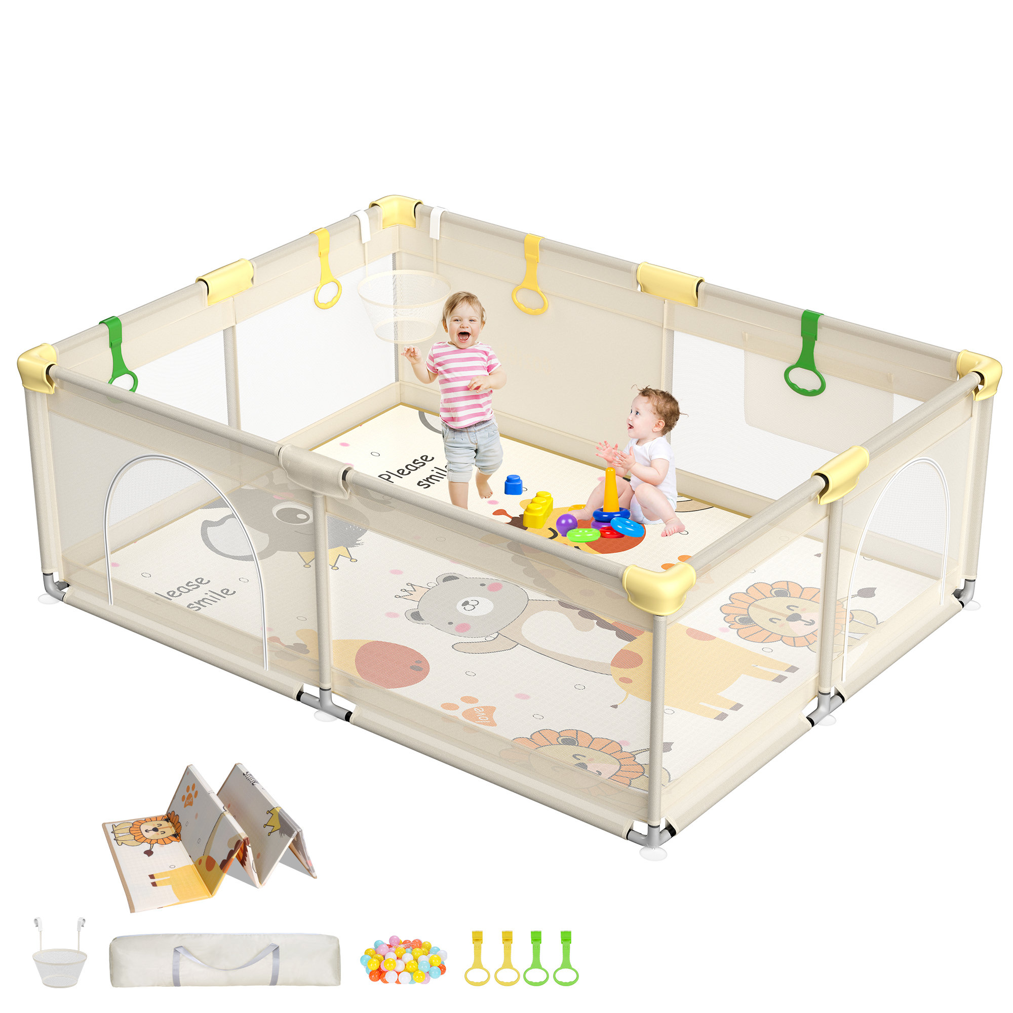 Play Yard Child Safety Barrier Large Playpen Infant Play Yard