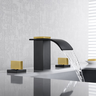 3 Hole Waterfall Bathroom Faucet, 8 Inch Widespread Bathroom Sink Faucet