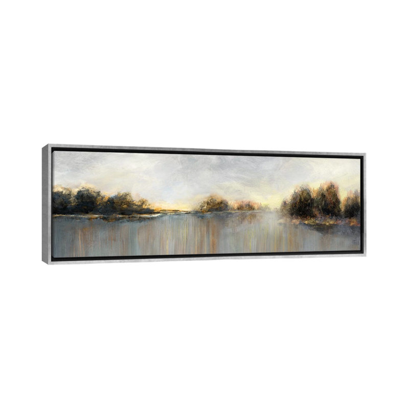 " Rain At Dawn " by Nan, 24" H x 72" W x 1.5" D, Silver Framed