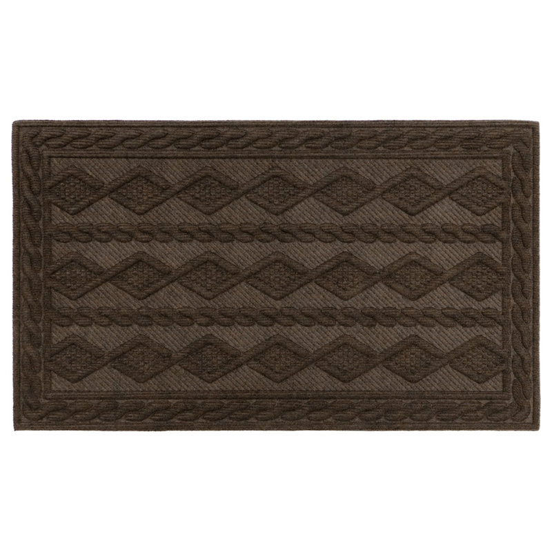 Non-Slip Geometric Outdoor Doormat, Brown, Rectangle W45 x L75 cm