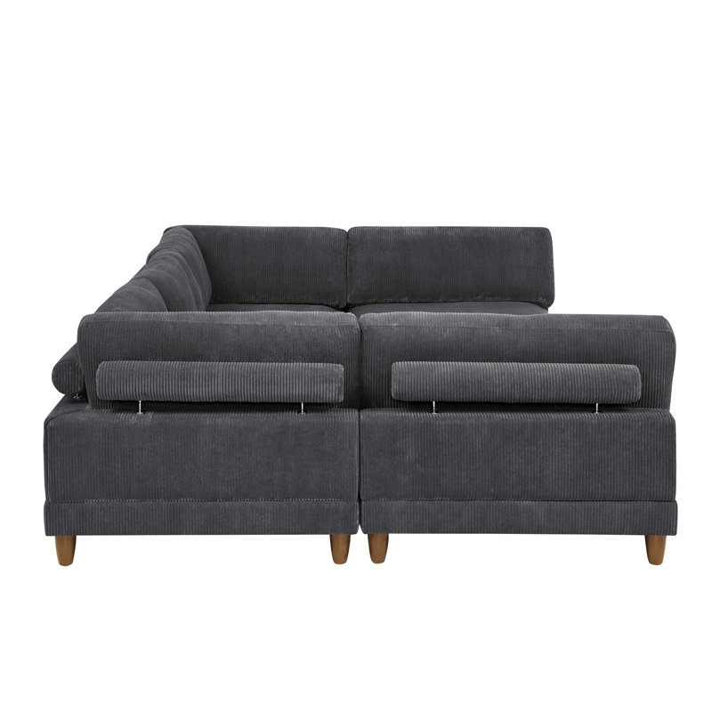 Canapé modulaire à large assise en velours côtelé, Dark Gray