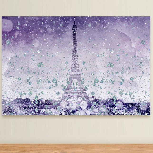 Paillettes mauve, impression sur toile tendue eiffel, H 36 po x l 54 po x P 1,5 po, Toile tendue