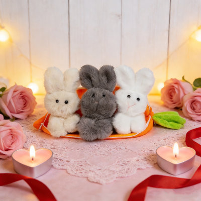 1 Set Adorable Easter Party Rabbit Decorations，Cute Bunny Figurine and Carrot Doll Adornments for Bunny Themed Birthday Parties and Easter Celebrations, Valentine's Day decorations