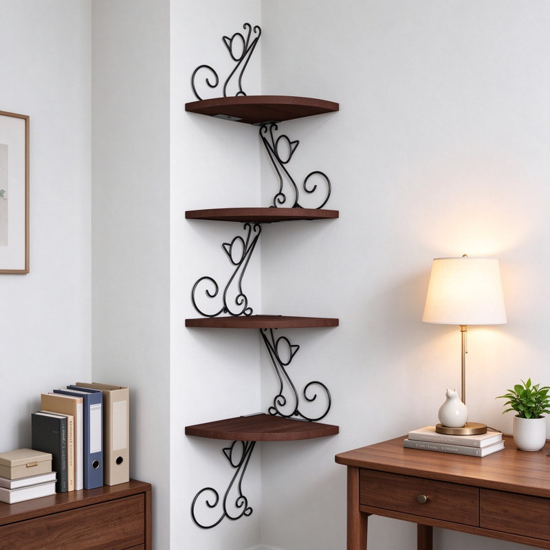 Support de rangement mural en bois en forme de chat avec supports en métal pour salon, chambre à coucher, cuisine, décoration intérieure