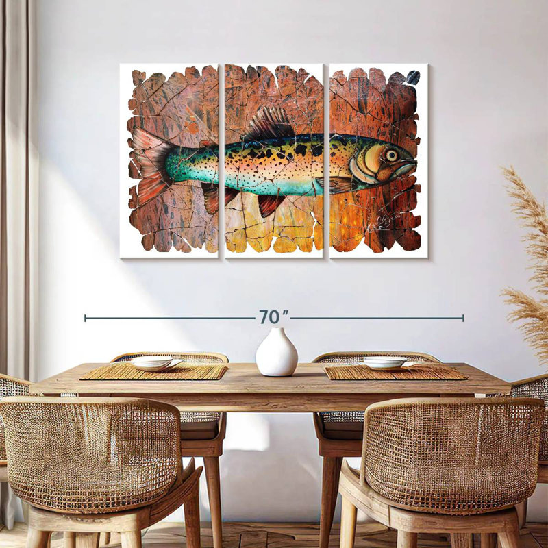 Fresco Red Trout White Background, 36" H x 57" W