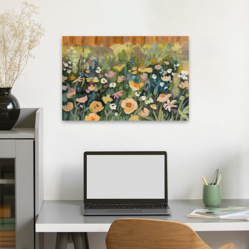 Art de l'arrière-cour - fleurs vertes, H 16 po x l 24 po