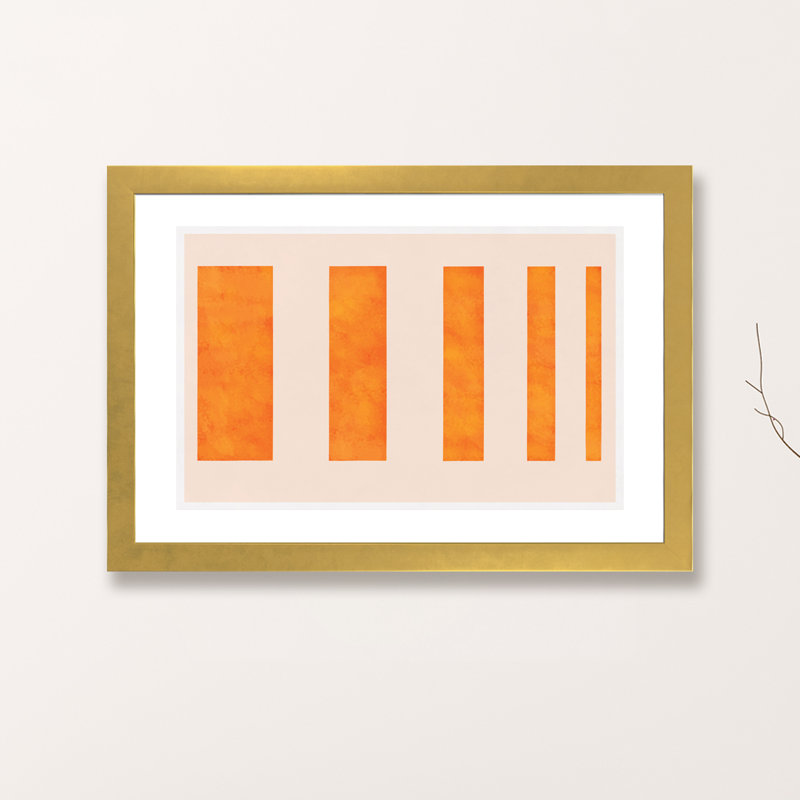 " Orange Levies ", 16" H x 24" W x 1" D, Gold Framed Paper