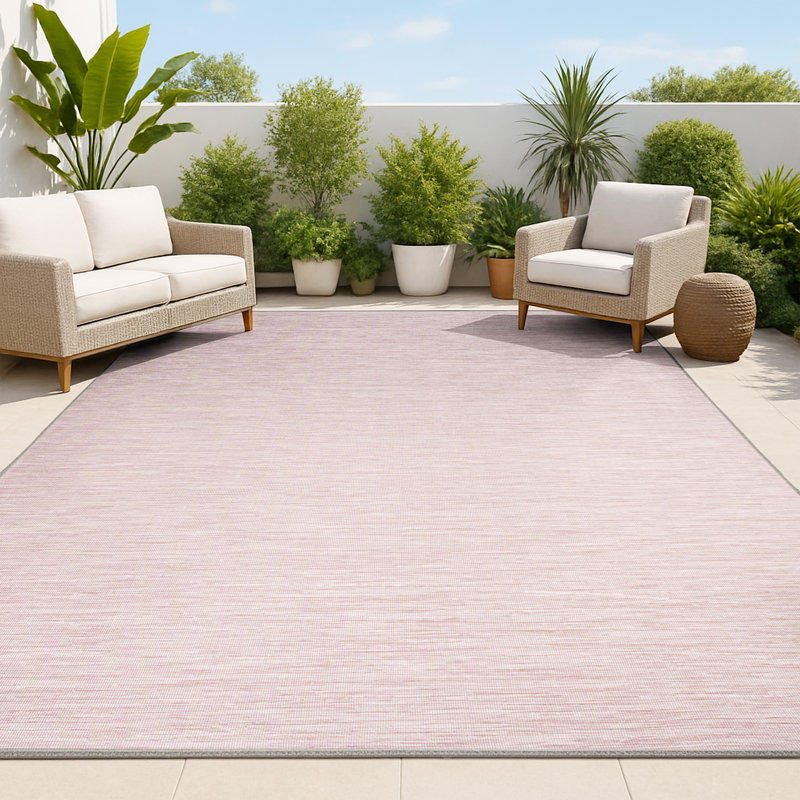 Tapis intérieur / extérieur rose Amirah, Rectangle 5 pi 3 po x 7 pi 6 po
