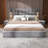 Upholstered Bed,with Reading Lamp and Usb Port, Wide Headboard,without Bedside Tables and Mattress,Velvet-1891787371