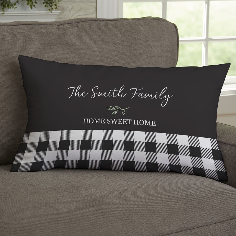 Housse de coussin rectangulaire et insert noir et blanc à carreaux Buffalo, Oui