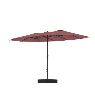 15 FT Double-Sided Market Umbrella With Heavy-Duty Base