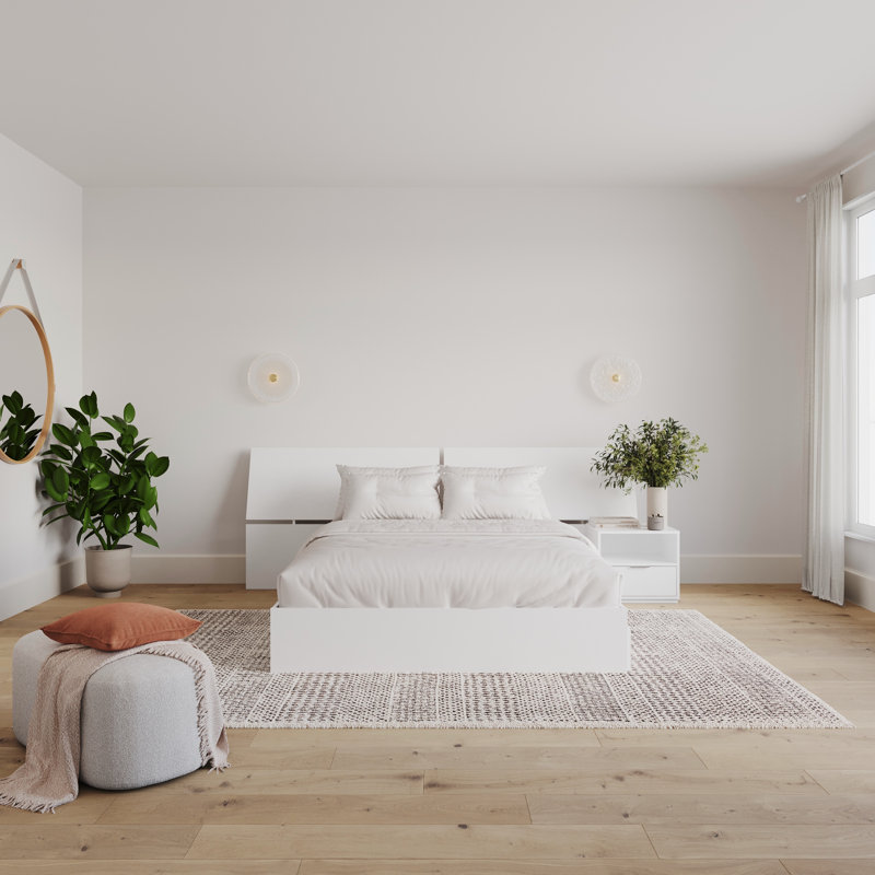 Ensemble de chambre à coucher avec grand lit réversible 3 pièces Kirkham, blanc
