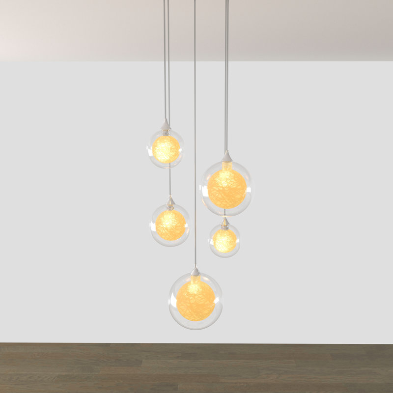 Reflection Twigs 5 - Light Pendant, 120" H x 12" W x 12" D, Clear/Honey, Brass