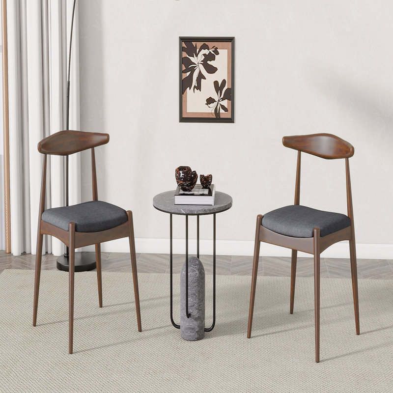 Ensemble de 2 chaises de salle à manger en bois d'hévéa avec dossier ergonomique et coussins de confort