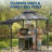 8x5 ft Double-Tier Grill Gazebo with Side Awnings, 4 LED Lights, 2 Shelves, 10 Hooks & Bottle Opener, Heavy Duty Steel Frame for Patio, Backyard, Garden, Deck-124588779