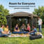 11x11ft Pop Up Gazebo Screen Tent, UPF30+ Removable Roof, 4 Roll-up Wind Panels, Carry Bag, Brown