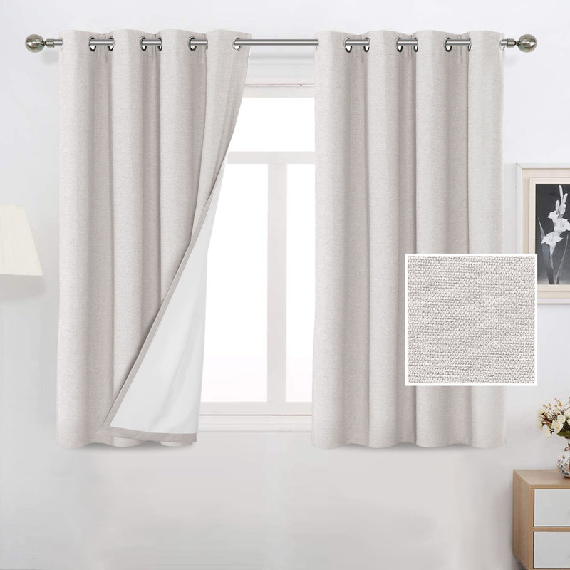 Ensemble de rideaux en lin 100% occultant et isolant pour l'hiver, Nuage, L 84 po x l 52 po