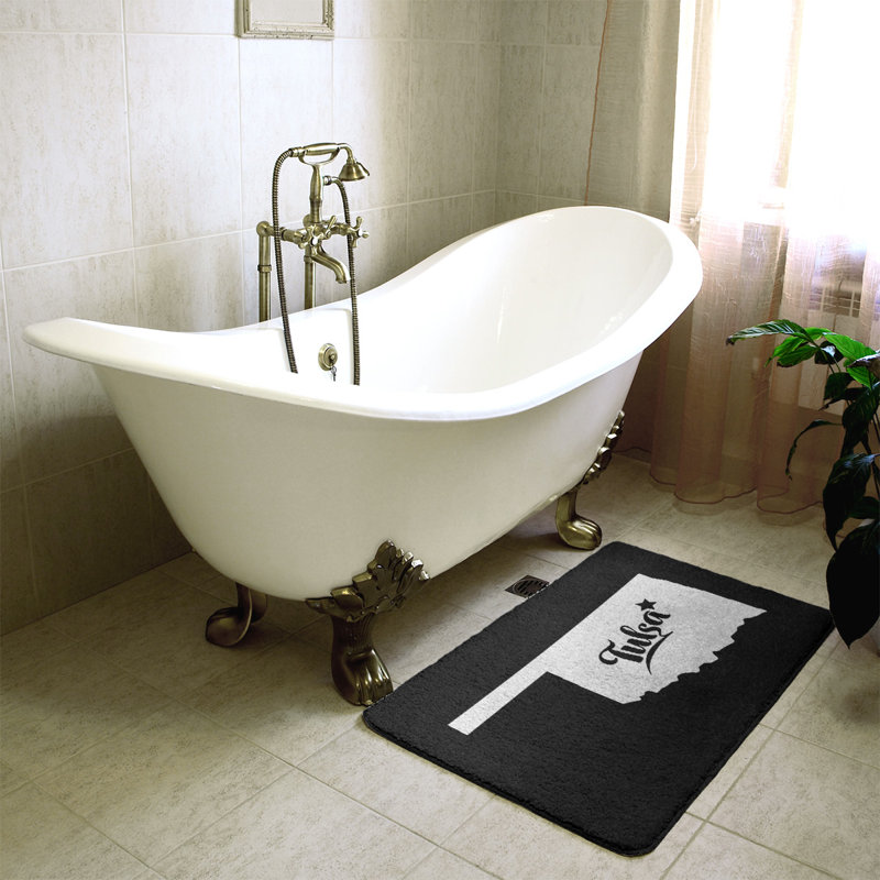 Tapis pour salle de bain en microfibre rectangulaire antidérapant antidérapant, L 17 po x L 21 po, Noir, Tulsa, Oklahoma