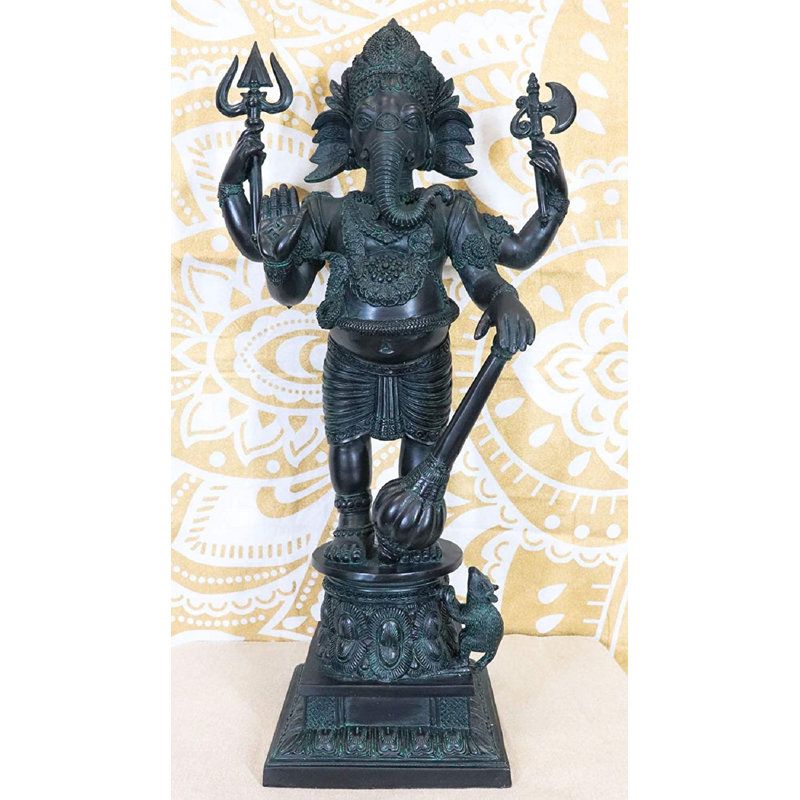 Grand dieu indien 21 "Vinayaka Ganesha Chaturthi Vaillant Guerrier avec hache et massacre Gada