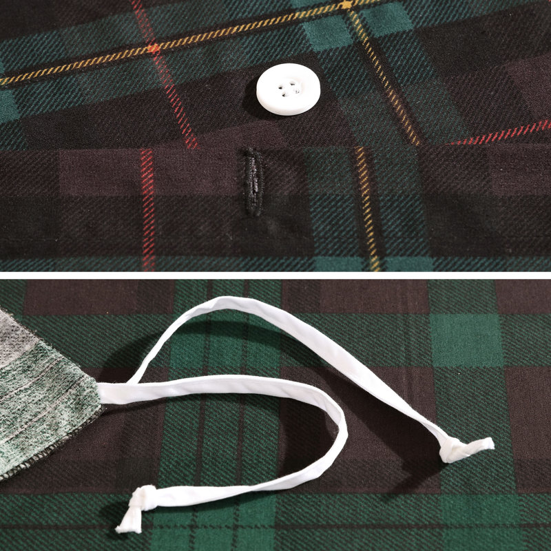 Full/Queen Green Cotton Woodland Tartan Reversible Duvet Cover Set