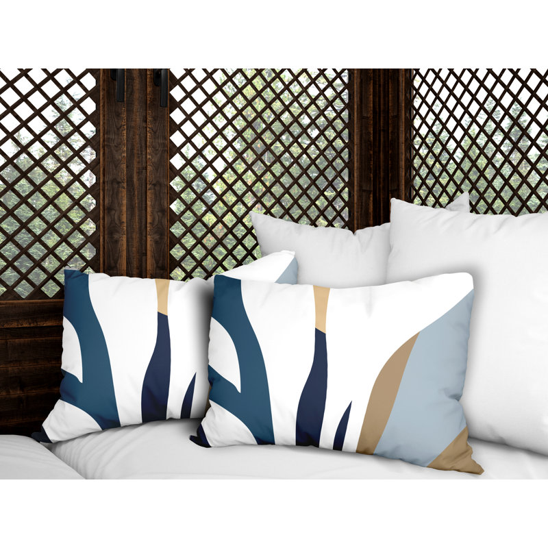 Housse et insert de coussin rectangulaire en polyester pour l'intérieur et l'extérieur, Bleu / bleu marine / beige