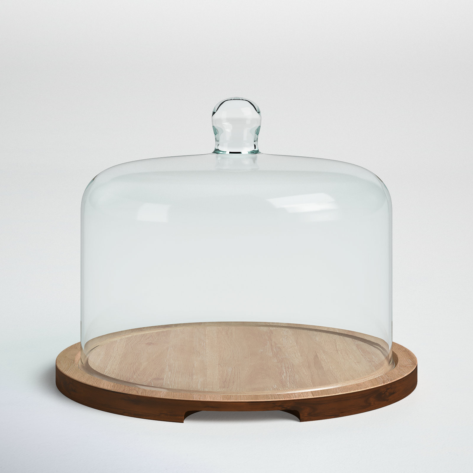 Libbey Round Wood Server Cake Stand with Glass Dome & Reviews | Birch Lane