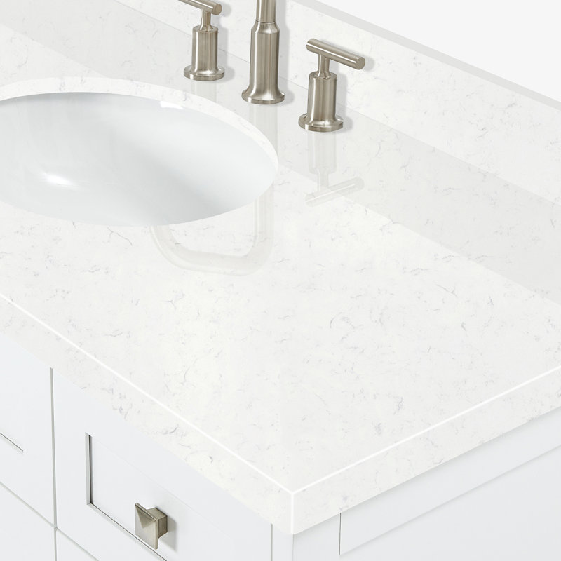 ARIEL Monroe 54 Single Sink Bathroom Vanity with Carrara Quartz Top, White, 48" - 49", Carrara White Quartz