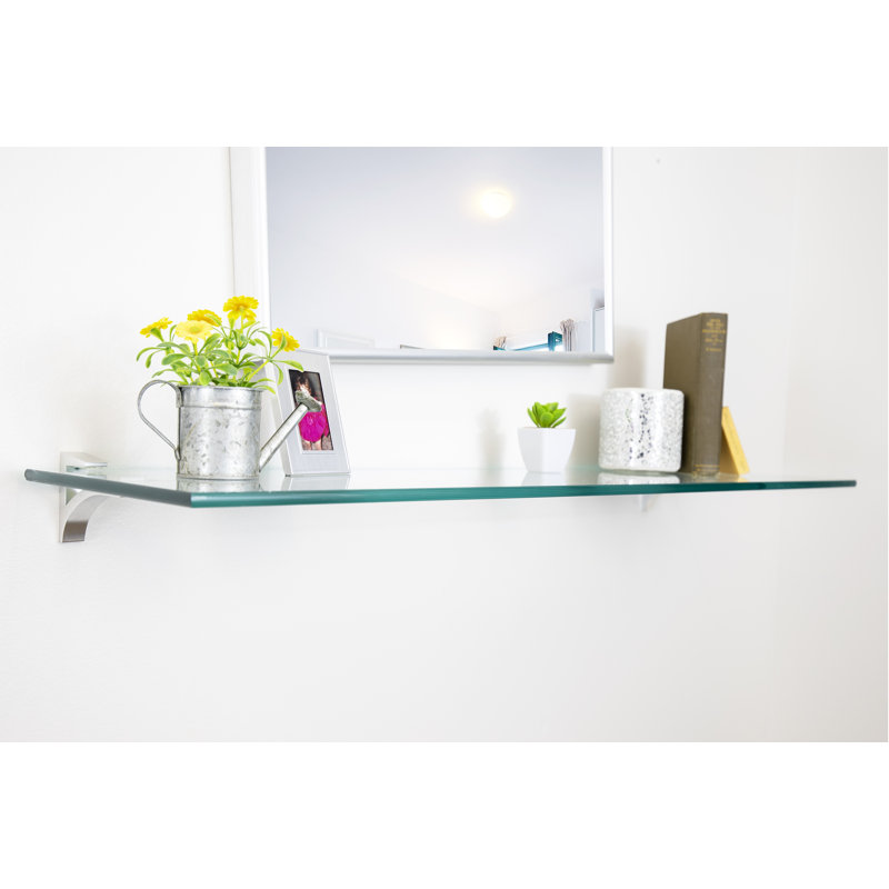 Tablette murale en verre Electra, Chrome, H 2,86 po x l 48 po x P 6,5 po