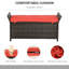 Banc de rangement de patio de 27 gallons, rouge, avec poignées et coussin, pour un mobilier d'extérieur glamour avec coussin rouge.