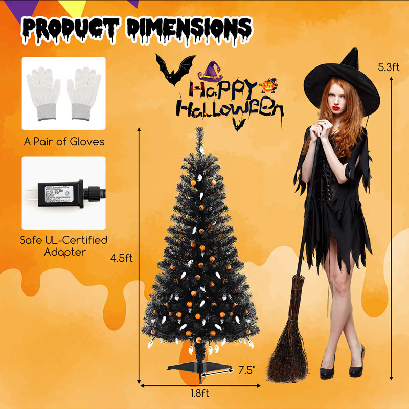 Arbre de Noël artificiel illuminé 4,5 pi avec 6 modes d'éclairage The Holiday Aisle®