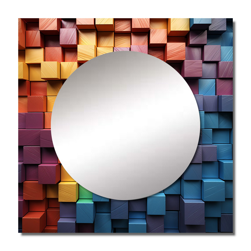 Johane - Art mural miroir à formes abstraites carrées pour salle de bain, 23 po x 23 po