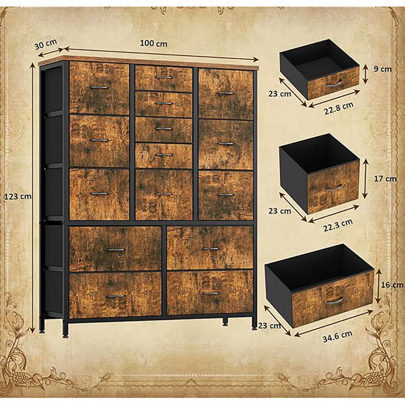 Alixx 15 Drawer Storage Drawer, Brown