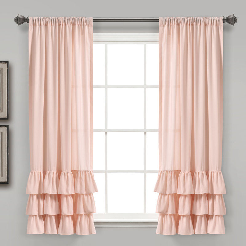 Paire de rideaux semi-transparents avec passe-tringle Allison, Rosé, L 40 po x L 95 po