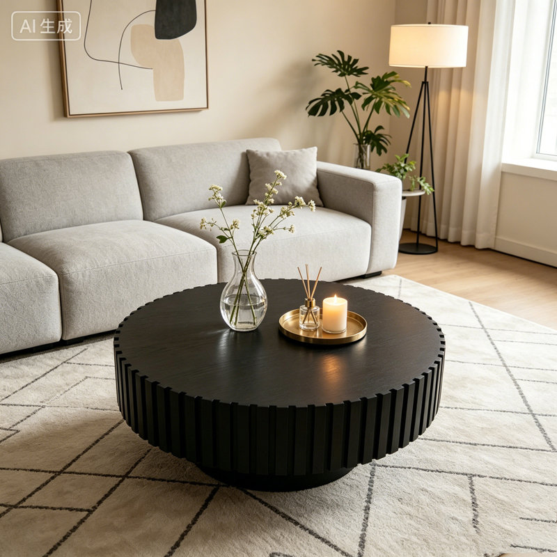 Table basse ronde, Noir, noir, noir, noir