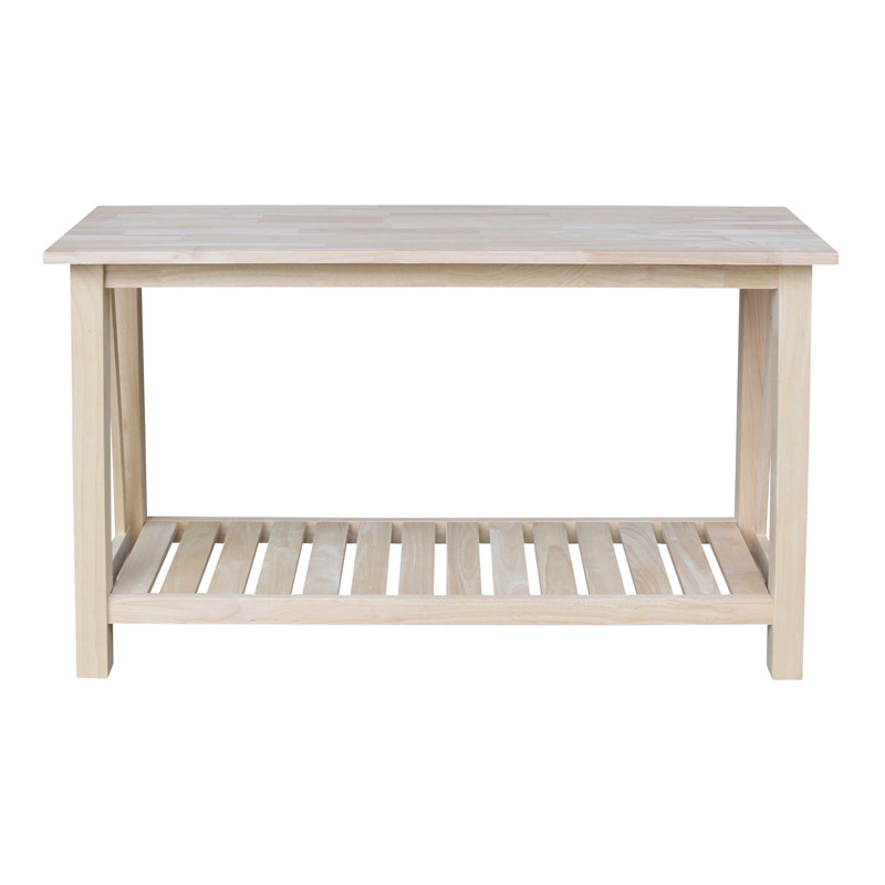 Khylia 50'' Solid Wood Console Table, Unfinished Top/Unfinished Base