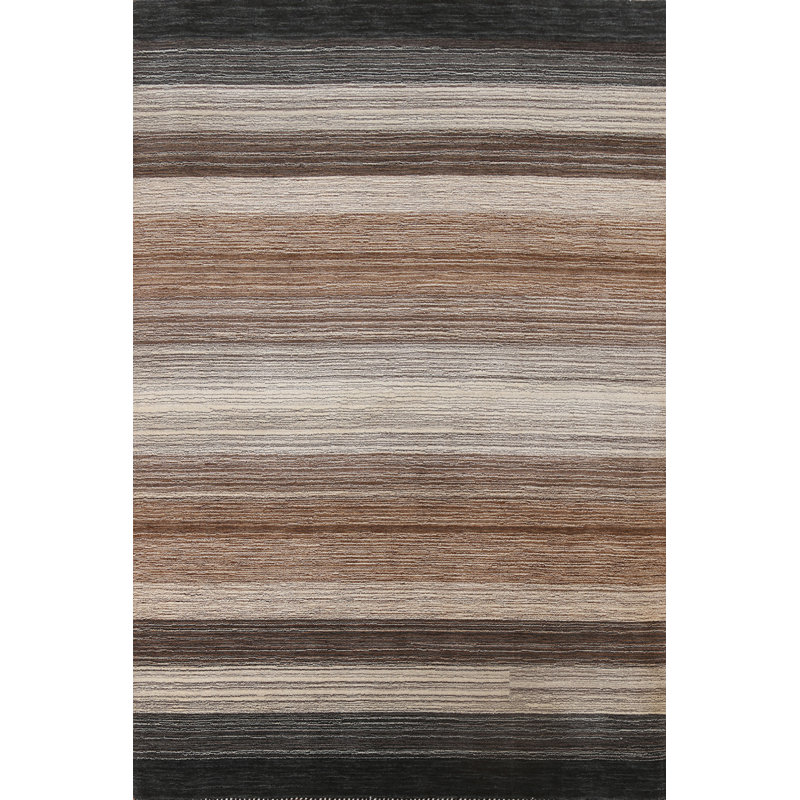 Tapis rayé en laine de style oriental Gabbeh 6 x 8
