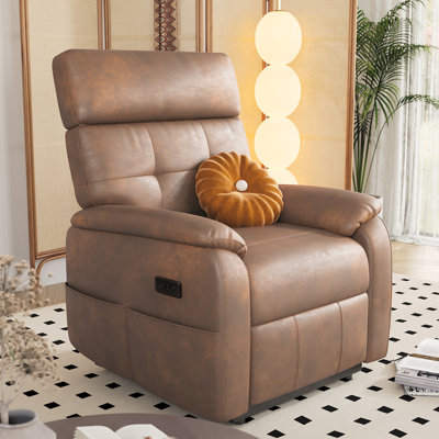 Zero Gravity Electric Leather Recliner Chair with  USB Charger & Storage Pockets