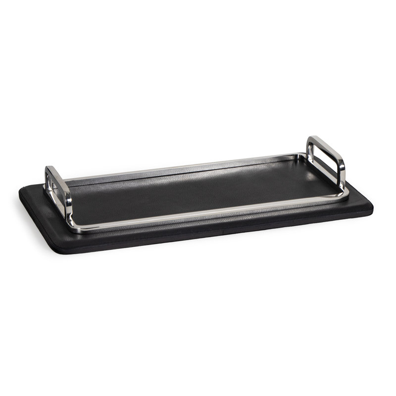 Greyson Leather Rectangle Tray Small (Natural Brass), Black/Silver