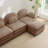 Teddy Fabric Modular Loveseat Sofa with Curved Design and Double-Layer Cushion-1508844121
