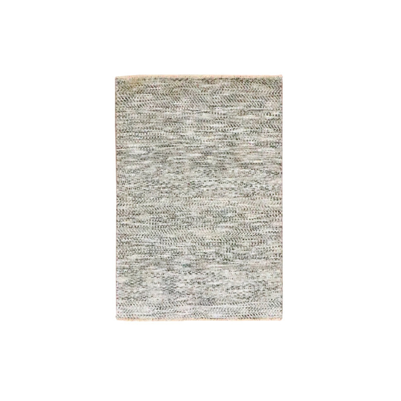 Tapis oriental beige, 2 pi x 3 pi, motif d'herbe moderne, ton sur ton, laine naturelle nouée à la main, tapis, échantillon
