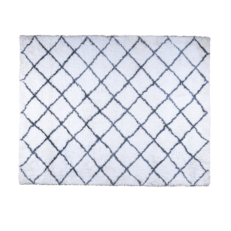 Tapis blanc touffeté géométrique fait main Cquina