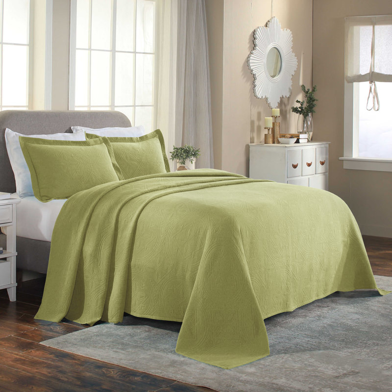 Ensemble de couvre-lit matelassé en jacquard matelassé 100% coton Écosse, Couvre-lit simple et 1 taie décorative