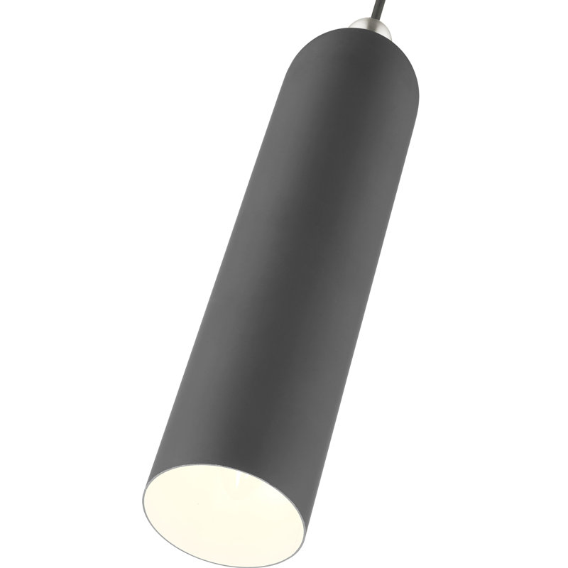 Luminaire suspendu cylindrique en métal 1 lumière à intensité variable Hanne, Gris scandinave