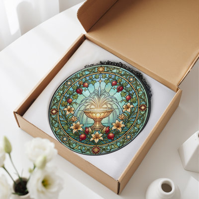 Panneau de vitrail en verre coloré, 7,8 heures
